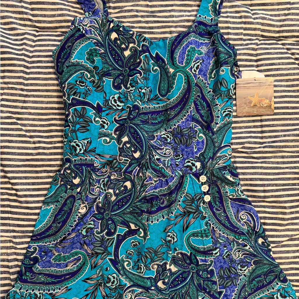 Nwt Size 14 Seekers Australia Paisley One Piece With Scoop Neck And Thick Straps